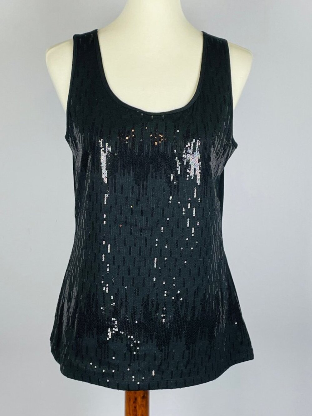 Susan Graver Sequin Tank Sz M Black Whimsigoth HOCO Holiday Event Dark Romantic